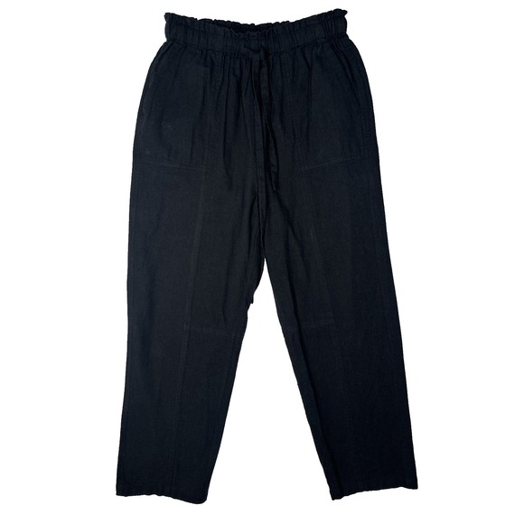 Elan Pants - Elan Black Cotton Flax Blend Ankle Casual Pants Sz: S